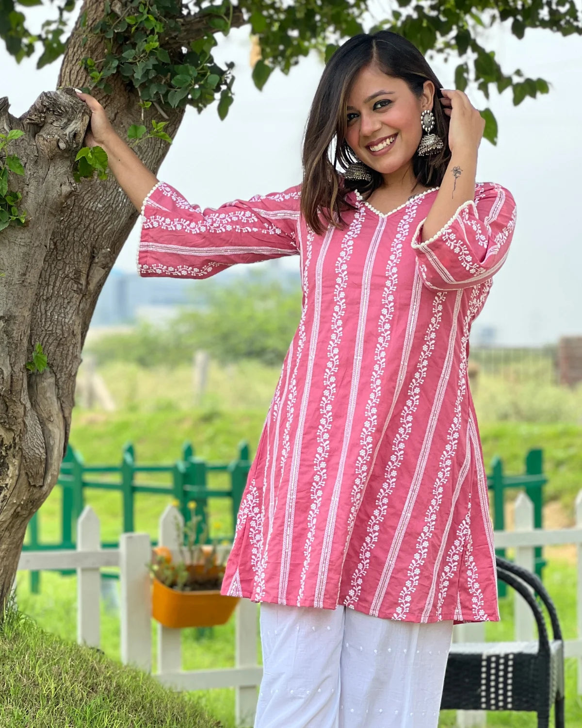 Buy White Handmade Modal Cotton Kurta Palazzo Set Lucknowi Chikankari  Ethnic Party Wear Dress/ Chikan Kurta/ Chikankari Dress/ Modal Chikan Set  Online in India - Etsy